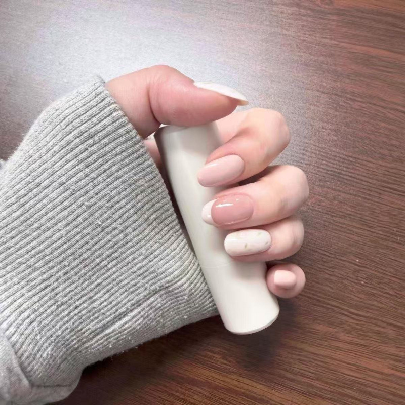 Purely Handmade Fufu Spring New Style Nail Art Wearable Nails, Pink and White-Enhancing, Elegant Nail Stickers, Versatile and Removable