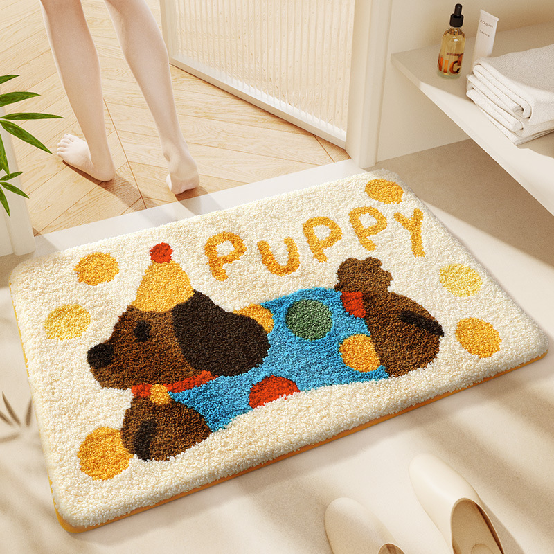 Cross-Border Factory Delivery Cartoon Puppy Floor Mat Thickened Imitation Cashmere Bathroom Absorbent Foot Mat Large and Small Entrance Door Mat Cross-Border Factory Delivery Cartoon Puppy Floor Mat Thickened Imitation Cashmere Bathroom Absorbent Foot Mat Large and Small Entrance Door Mat