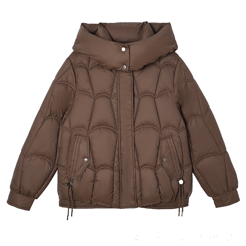 2025 nuevo invierno corto pequeño vestido de algodón de viento fragante con capuzas de pan universal chaqueta de algodón delgada image 5