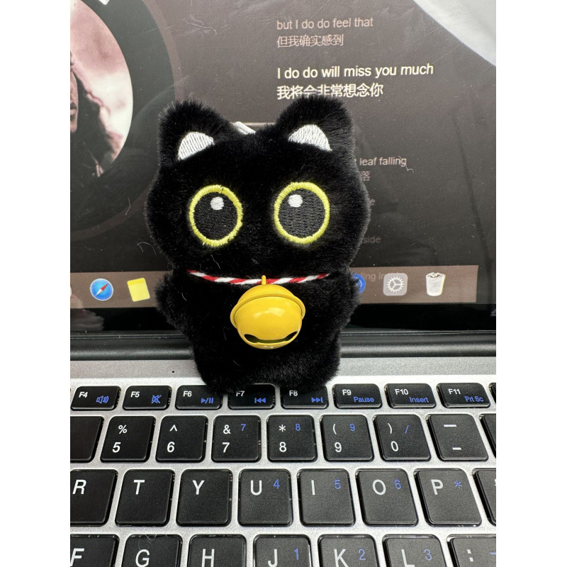 노란 종 검은 고양이