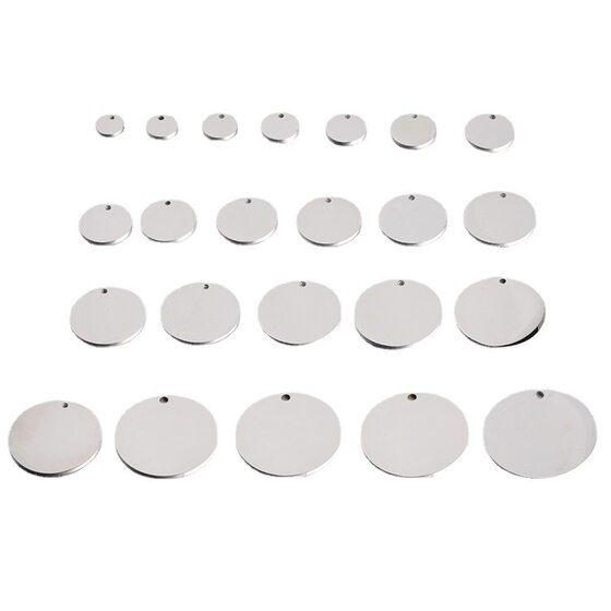 in stock real gold 18k mirror stainless steel jewelry accessories DIY wafer round tag lettering non-fading pendant
