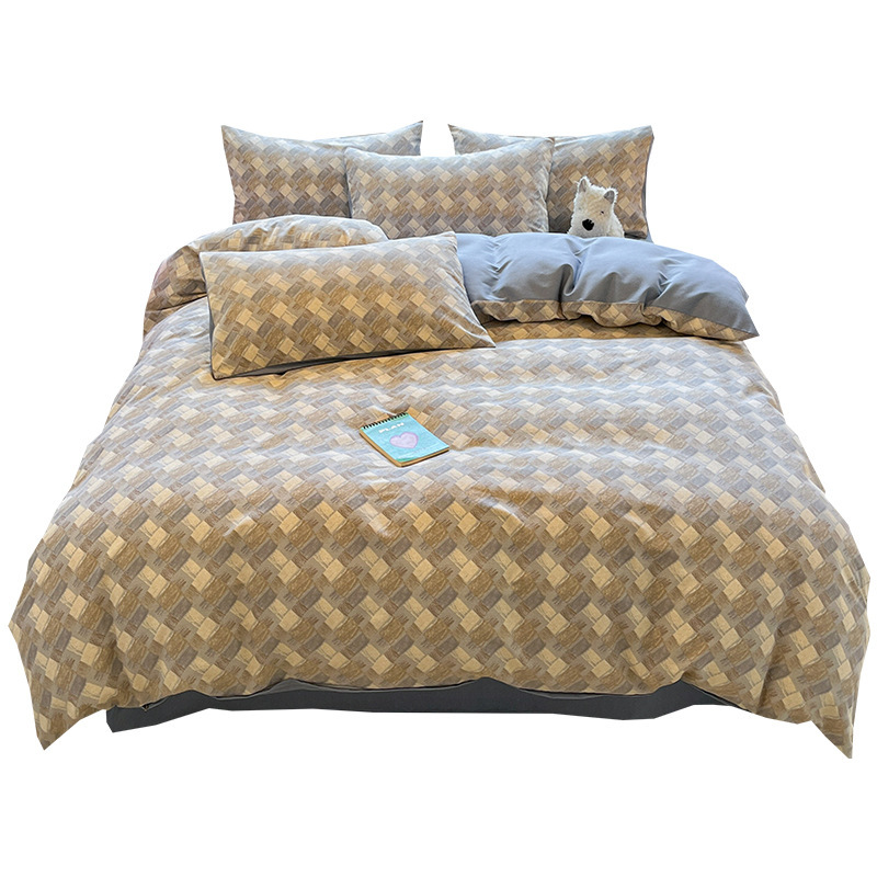 Otoño y invierno algodón grueso molido cuatro piezas de algodón puro 2025 nuevo edredón sábanas de cama de tres piezas de ropa de cama