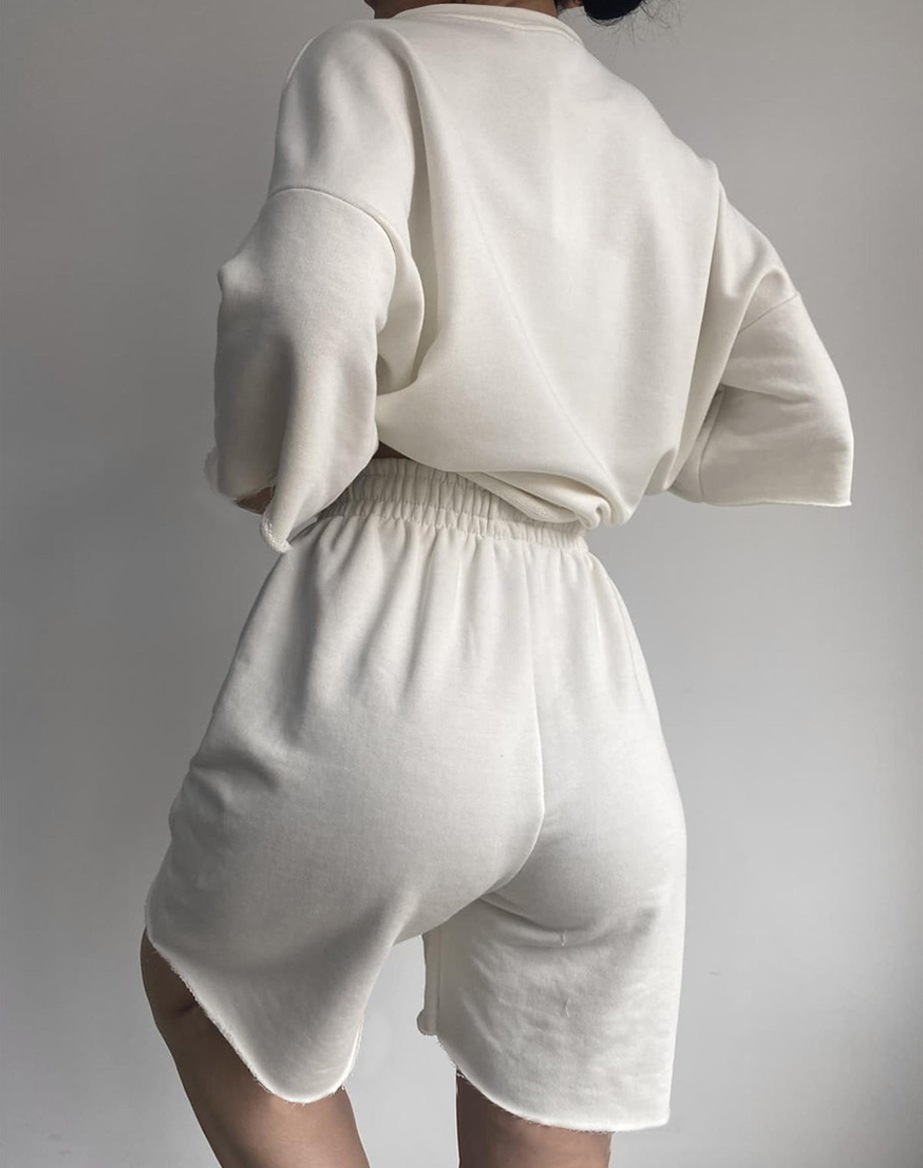 455g Weight 3/4 Length Sleeve Sleeve Length Cotton Blend, Polyester Fabric Type Shorts Co-ord Set Sets Type 2 Pieces Set Quantity Daily Occasion Round Neck Neckline Loose Fit Type Solid Color Pattern Summer, Spring Season Women's Gender Streetwear Style Daily Women's Streetwear Solid Color Cotton Blend Polyester Shorts Co-ord Set Shorts Sets 7