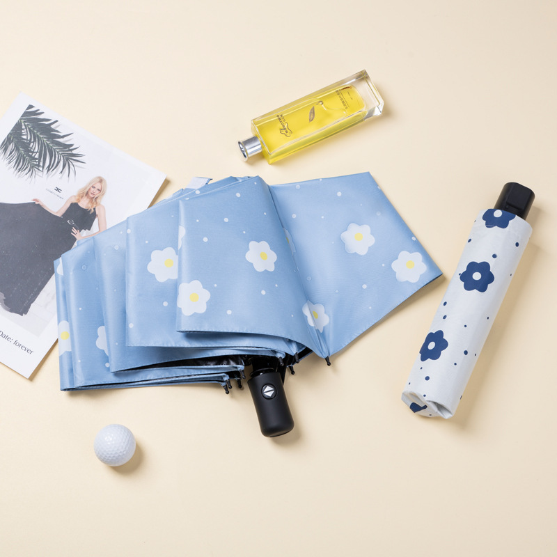 Full-automatic umbrella wholesale sunny and rainy dual-use sun protection umbrella UV protection folding vinyl umbrella fashion sun umbrella printing