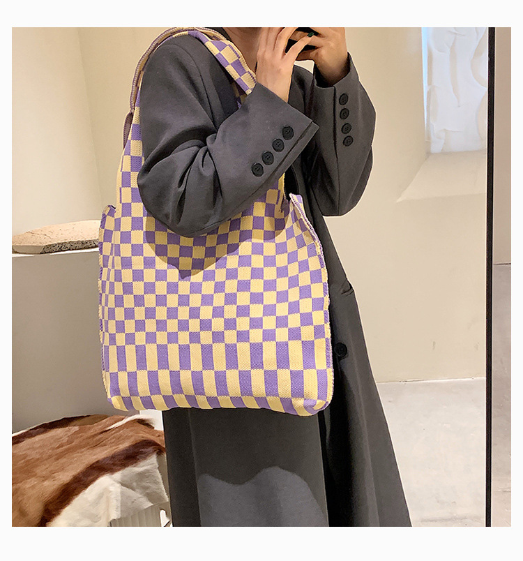 Women's Fashion Checkered Canvas Shopping Bags display picture 6