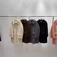 现H 韩国wood sage同款2025冬季新款纯色翻领外套双面羊绒大衣女