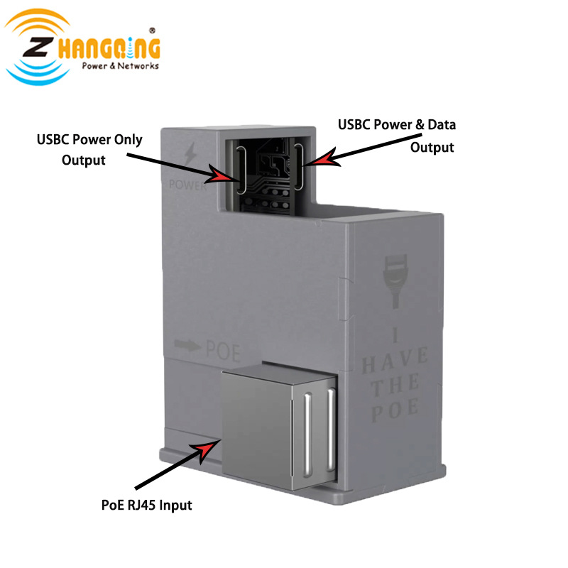 48-56V DC 802.3af/at POE转Type-c同时带数据和电功率(不配线)
