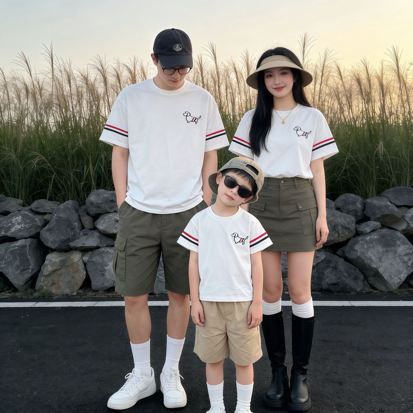 Cartoon Family Matching Outfits 2026 Summer New Style Short-Sleeve Korean-Style T-Shirts for a Family of Three, Stylish Mother-Child Outfits, Baby Rompers