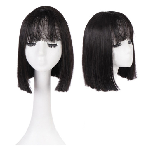 Amazon wig for women European and American fashionable chemical fiber wig for women with bangs, short straight hair Bobo wig for women manufacturer