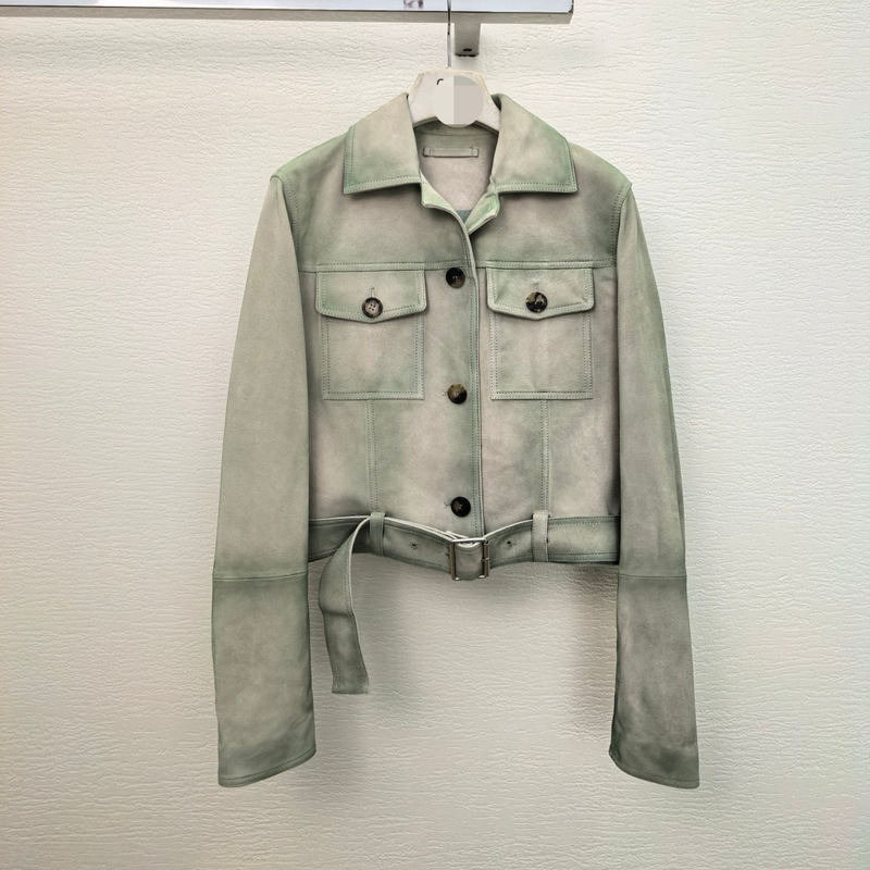 26 Autumn and Winter New Style High-End Suede Lambskin Leather Jacket with a Stylish Lapel, Retro Modern Leather Coat 26 Autumn and Winter New Style High-End Suede Lambskin Leather Jacket with a Stylish Lapel, Retro Modern Leather Coat