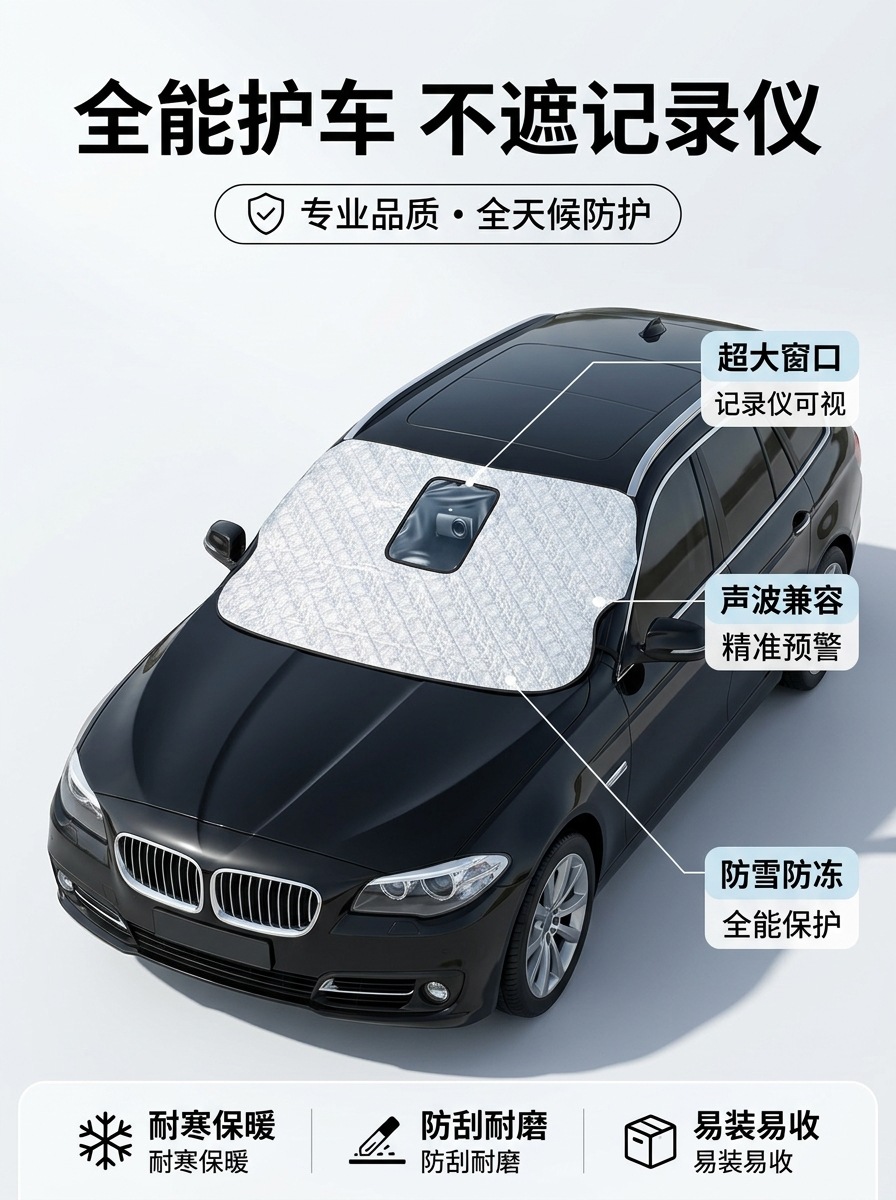 Car snow cover for the front windshield, thickened and insulated, sunshade, winter anti-freeze car snow cover half cover