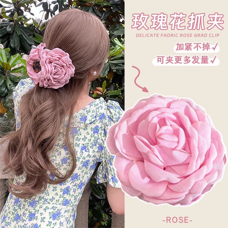 Nuevo Caro, el mismo clip de agarre de flores de rosas, nuevo clip de cabello de cabeza de alto nivel para mujeres, tocado de tiburón grande