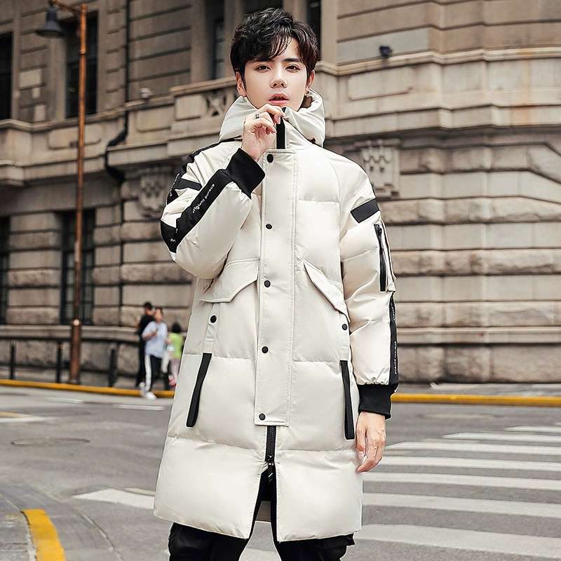 Winter long warm down jacket with hood, 2023, mid-length, for teenagers