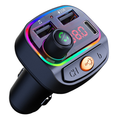 新款C15七彩灯车载蓝牙mp3 多功能汽车点烟器音乐播放器fm发射器
