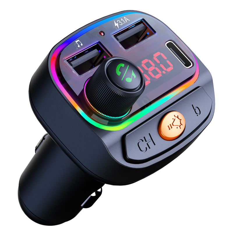 新款C15七彩灯车载蓝牙mp3 多功能汽车点烟器音乐播放器fm发射器