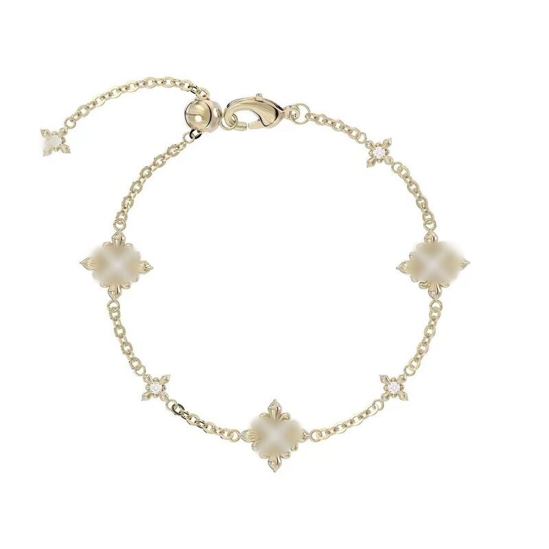 Three Horizontal Flower Bracelets with Pull-Out Iris Flowers, Women's Bangle, Commuter High-End Jewelry, Maillard Light Luxury