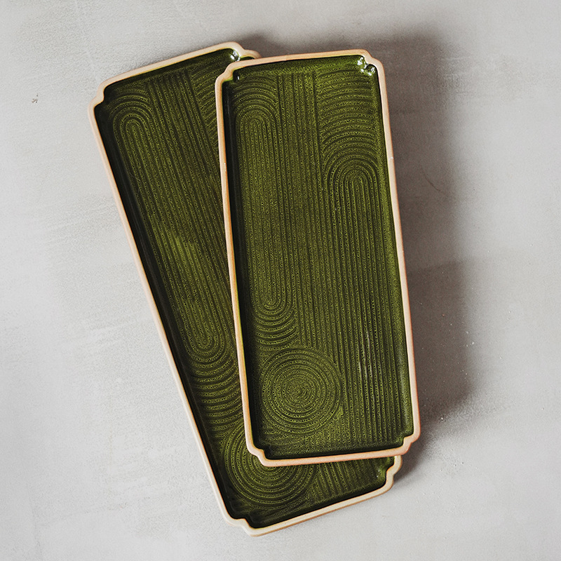 Restaurante japonés retro plato de sushi plato rectangular plato de pescado doméstico grande plato occidental plato de postre plato de arcilla