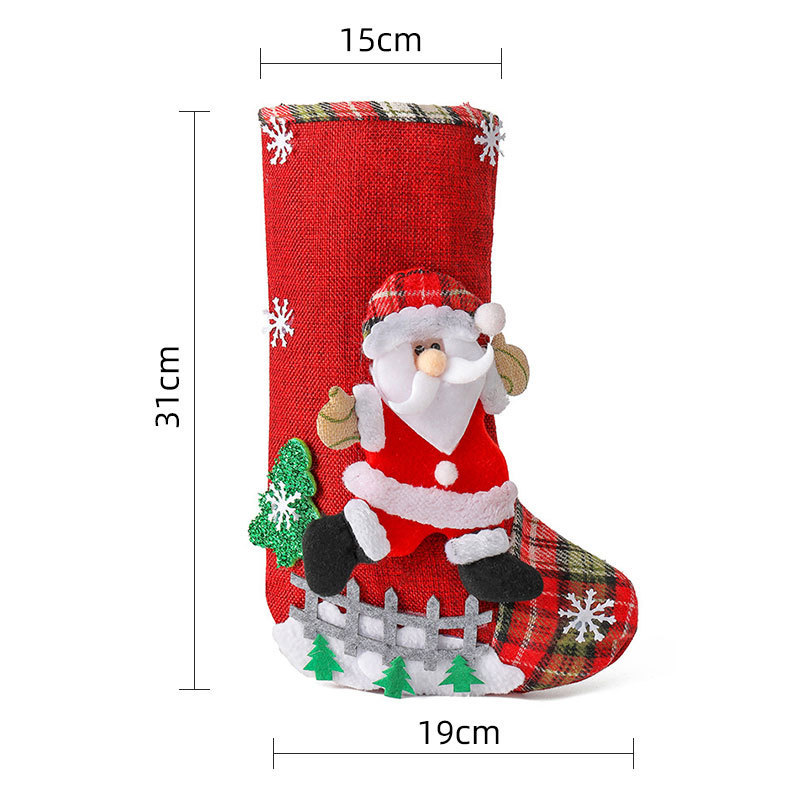 新しい国境を越えたリネンの大きなクリスマス靴下クリスマス装飾品クリスマスプレゼント袋プレゼント袋|undefined