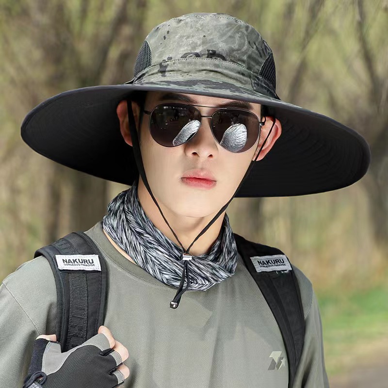 Men's Casual Simple Style Camouflage Wide Eaves Sun Hat display picture 3