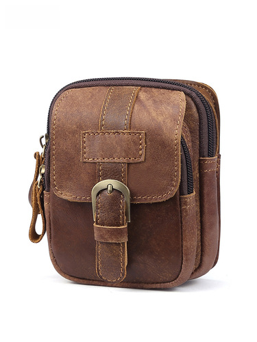 Retro Fashion Genuine Leather Men's Waist Bag Outdoor Leisure Multi-functional Men's Bag with Belt Phone Waist Bag for Men
