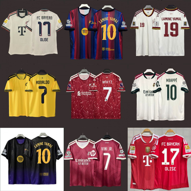 2627 season Thai version of the football jersey featuring Pedri, Rafinha, Malberg, and Mbappe, as well as a Barveid jersey 2627 season Thai version of the football jersey featuring Pedri, Rafinha, Malberg, and Mbappe, as well as a Barveid jersey
