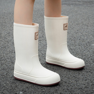 Four Seasons Japanese Rain Shoes Women's Adult Middle Tube Non-slip Waterproof Shoes Women's Fashion Work Water Boots Outer Wear Work Rubber Shoes