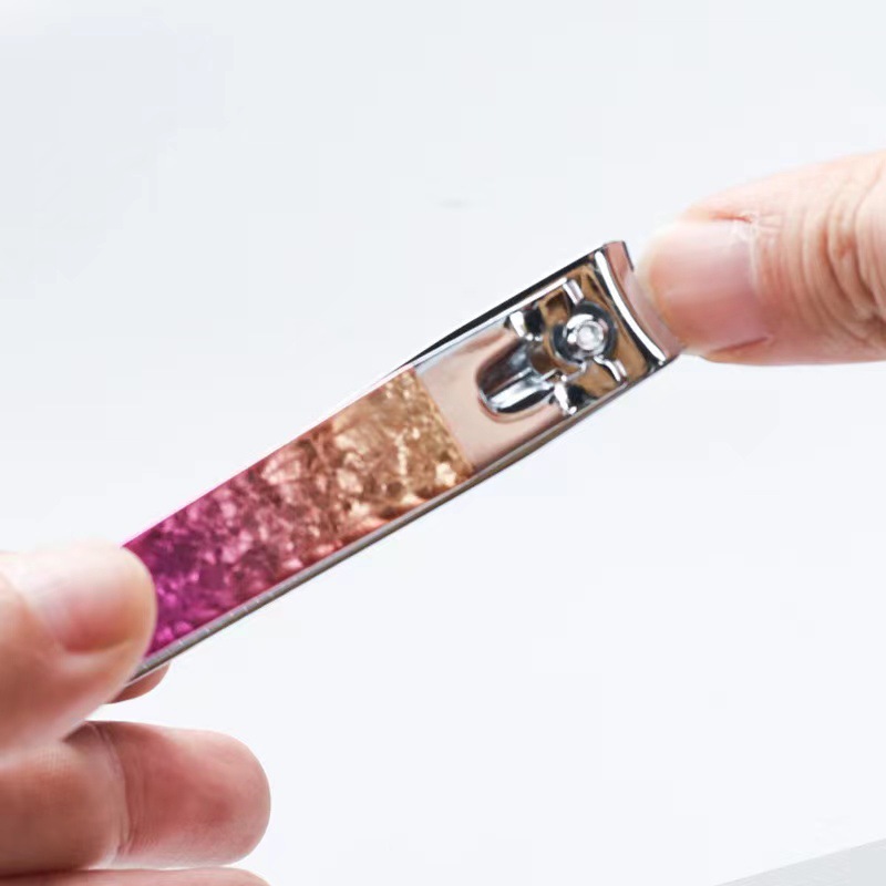 Suministro directo transfronterizo manicura uñas de alta gama colorido Acero inoxidable galvanoplastia manicura herramienta uñas tijeras titular de la tarjeta independiente