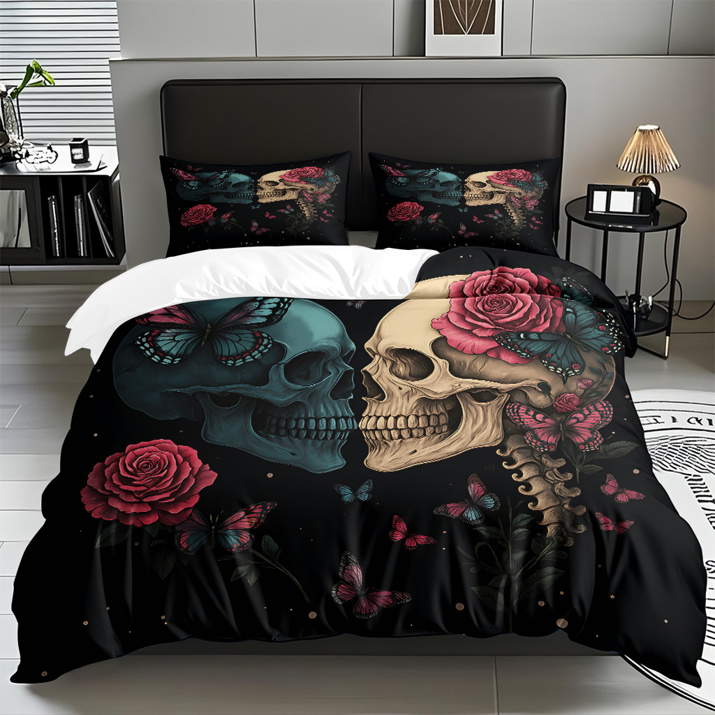 TEMU / JIT transfronterizo hogar cabeza de colcha impresa digital conjunto de edredón abrasivo fuente de ventilación fábrica directa