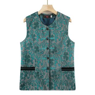 Grandma Spring and Autumn Vest Coat Women's Middle-aged and Elderly Autumn Sleeveless Vest Mom's Waistcoat Old Lady's Inner Waistcoat