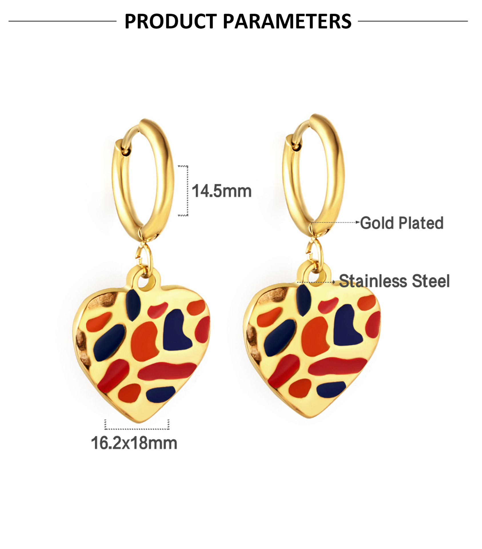 Fashion Square Heart Shape Eye Stainless Steel Plating Inlay Zircon Dangling Earrings 1 Pair
