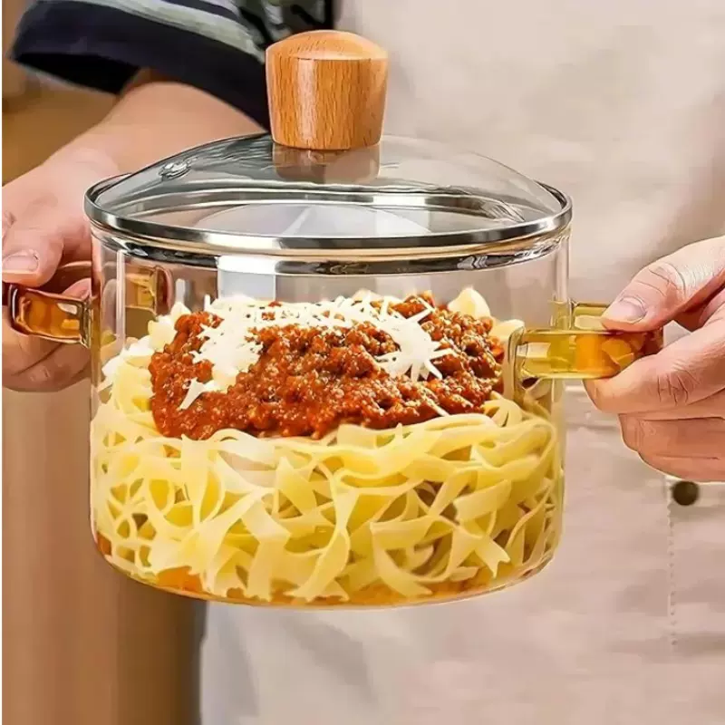 跨境网红直播高硼硅玻璃炖锅带盖泡面碗汤锅红酒锅双耳养生锅奶锅