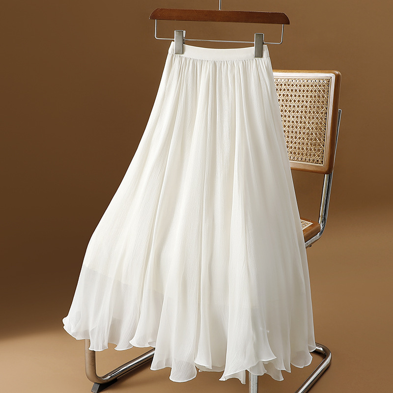 High-End Super Fairy Asymmetrical Streamer Gauze Skirt Women's Summer 2024 New Fairy A-Line Skirt Long Skirt
