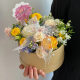 Tanabata simple cowhide color gift box fruit flower box round birthday gift diy packaging box flower bouquet packaging