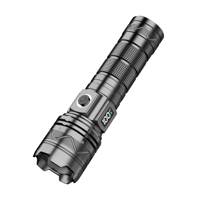 LCD pantalla digital linterna de aleación de aluminio telescópica zoom láser linterna de largo alcance brillante luz fuerte linterna portátil