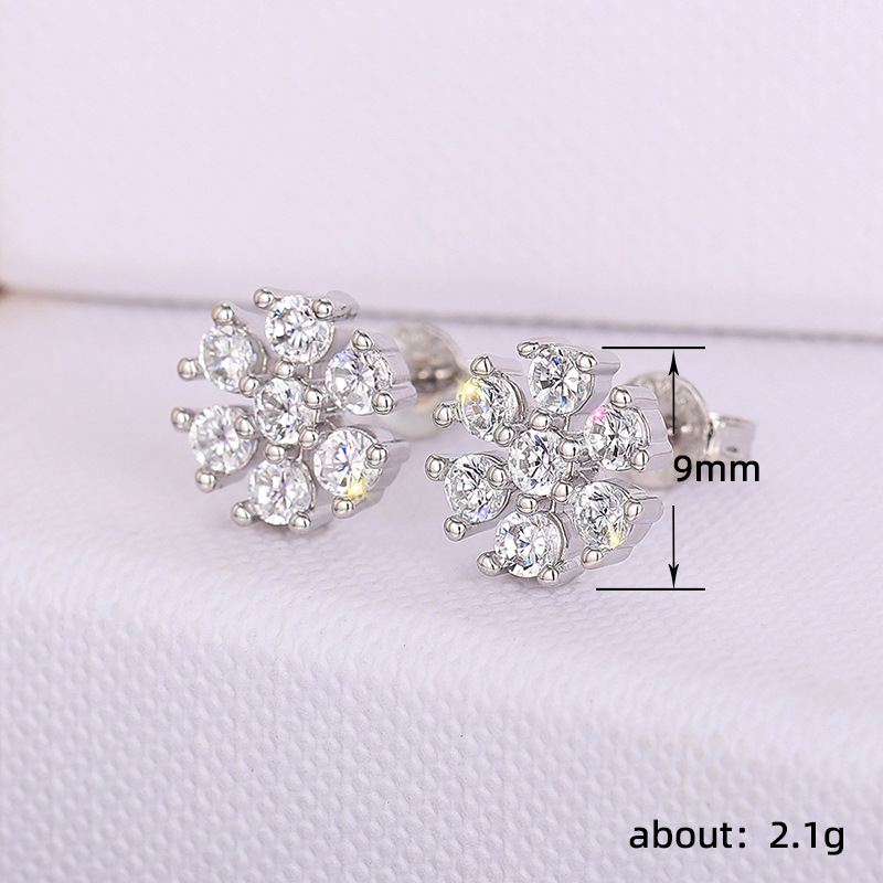 1 Paire Style Simple Fleur Incruster Le Cuivre Zircon Boucles D'Oreilles display picture 1