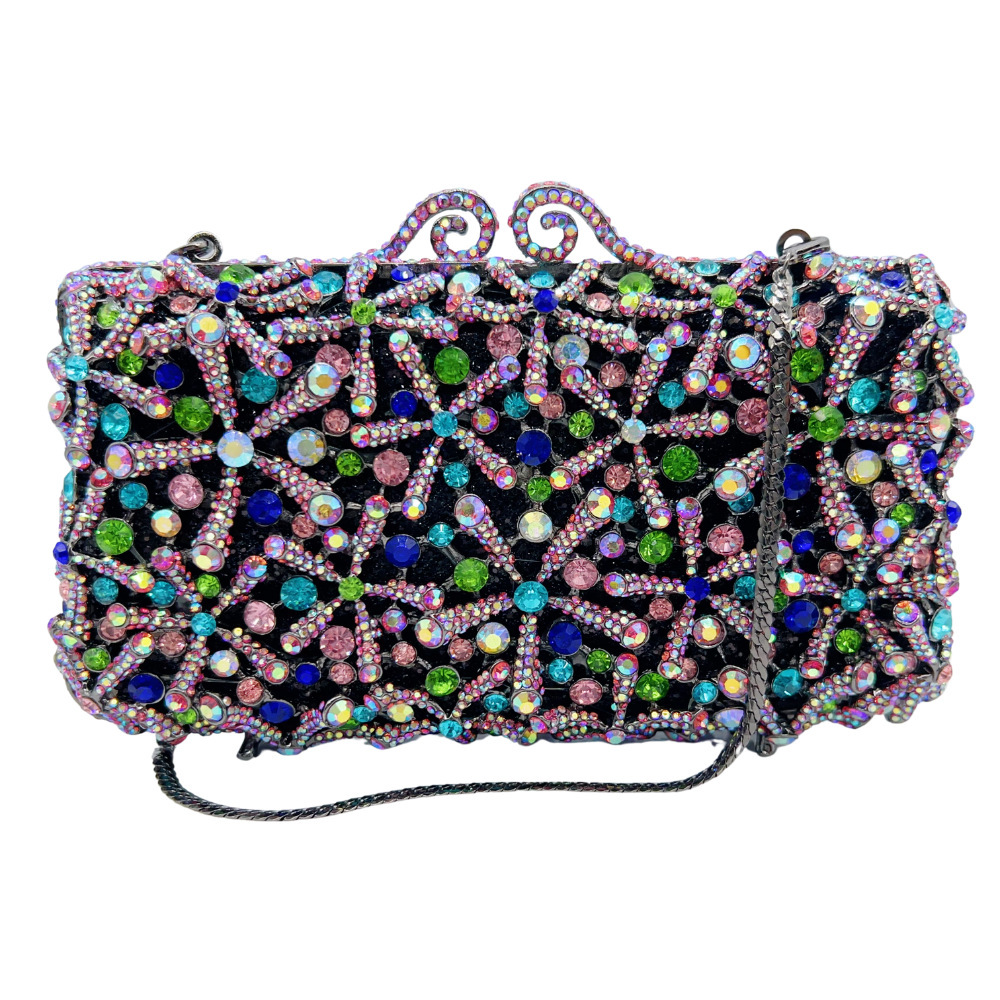 Nuevo paquete de cena de diamantes transfronterizos bolsas tridimensionales de animales bolsas de diamantes completas bolsas de mano clutch nuevo color negro
