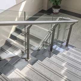 楼梯扶手钢化玻璃304不锈钢户外立柱阳台地铁商场工程简约护栏杆