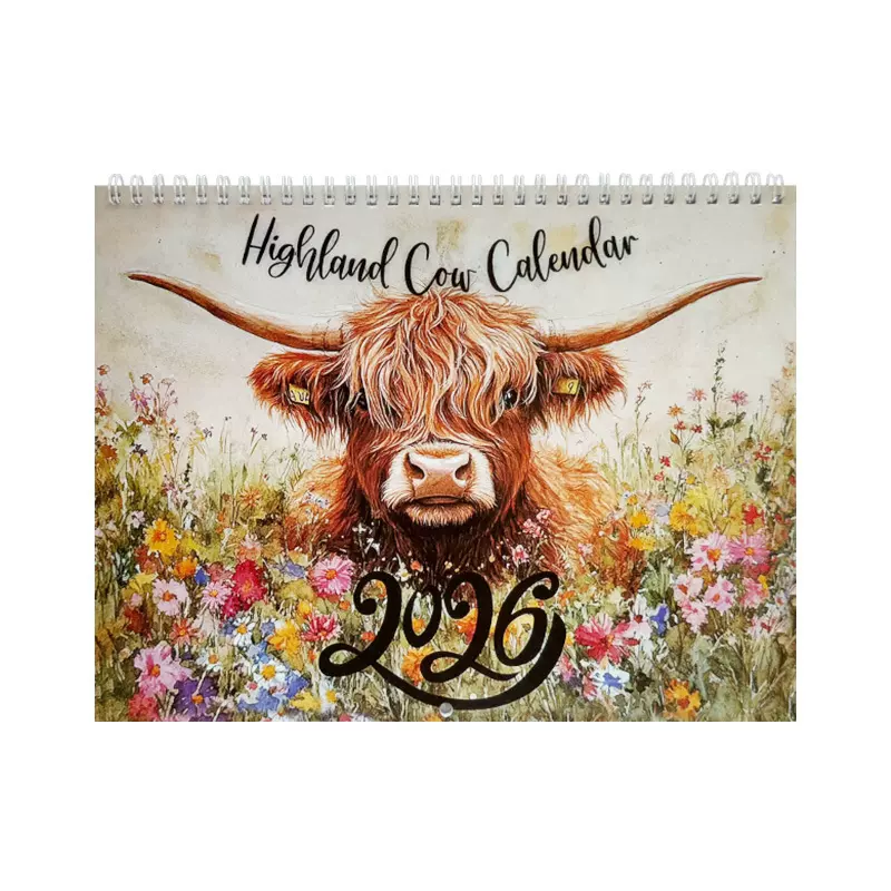 跨境 Highland Cow Calendar 2026 桌面摆历年度计划册高地牛日历