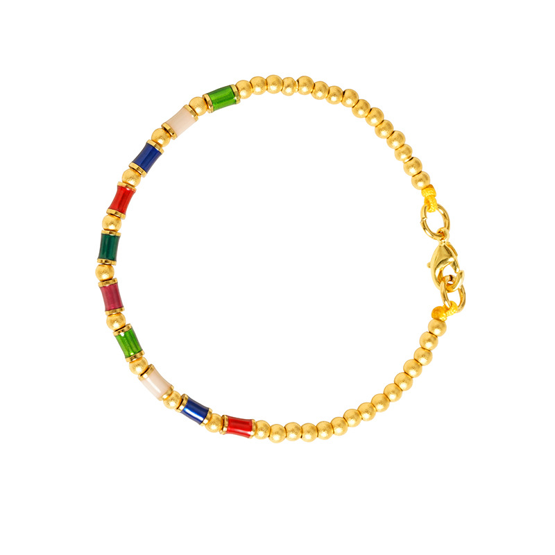 Nuevos productos de oro de arena de Vietnam colorido brazalete de estilo bohemio de piedra natural pulsera de lujo ligero para mujeres fabricantes de alta calidad