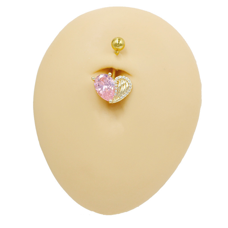 Piercing de nombril cœur avec zircone rose style esthétique_voghion.com