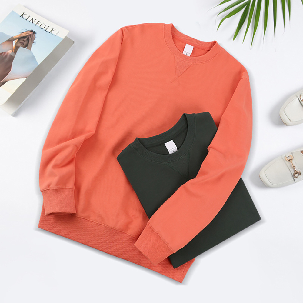 2022 340g algodón terry cuello redondo suéter ins gota hombro moda nicho estilo coreano hong kong estilo otoño y abrigo de invierno