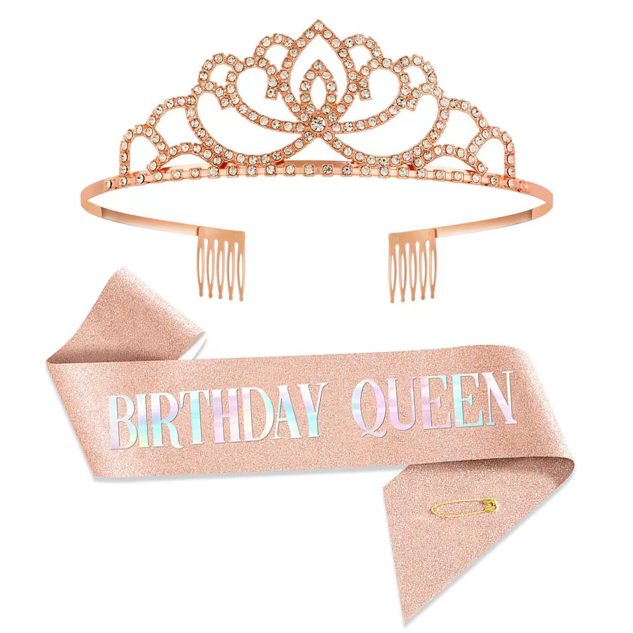 Carta europea y americana corona Feliz cumpleaños correa de hombro partido pelo corona traje diadema al por mayor