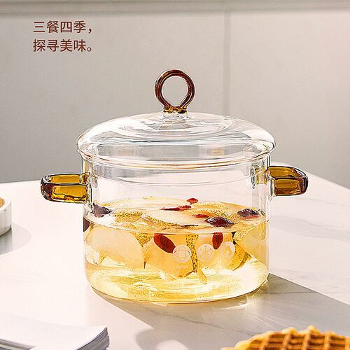 High borosilicate glass stew pot open flame household stew transparent pot gas electric ceramic stove instant noodle pot high temperature resistant soup pot