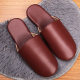 Quiet Four Seasons Home Leather Slippers Female Baotou Household Indoor Wood Flooring Silent Home Soft Bottom Japanese Style Slippers for Men