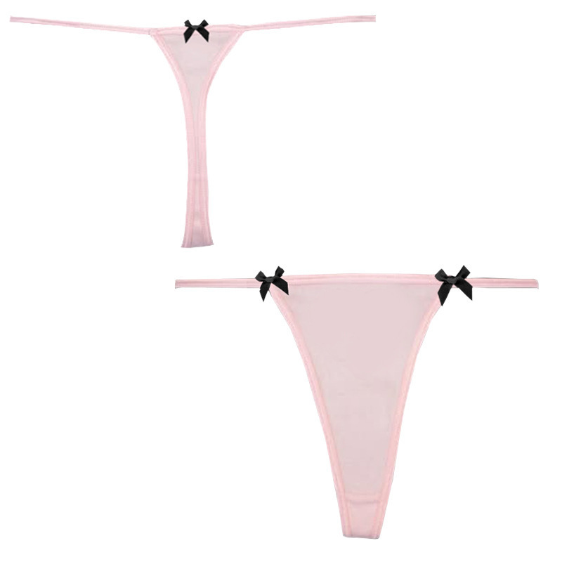 Cross-Border Sexy European and American Cross-Border Simple Bow Design Thin Strap Women's Thong Seamless Women's Clothing Y2K