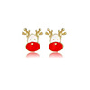 Christmas metal cartoon earrings with bow, European style, with snowflakes