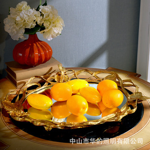 European-style American-style Retro Home Decoration Accessories Soft Copper with Mirror Tray Decoration Coffee Table Tray Decoration