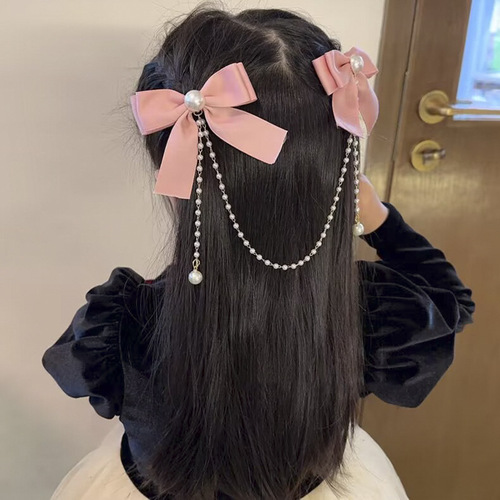 Children's Red New Year Butterfly Clip for Babies, Princess with Tassels, Festive Hair Accessory for Girls, Pearl Hair Pin for Little Girls