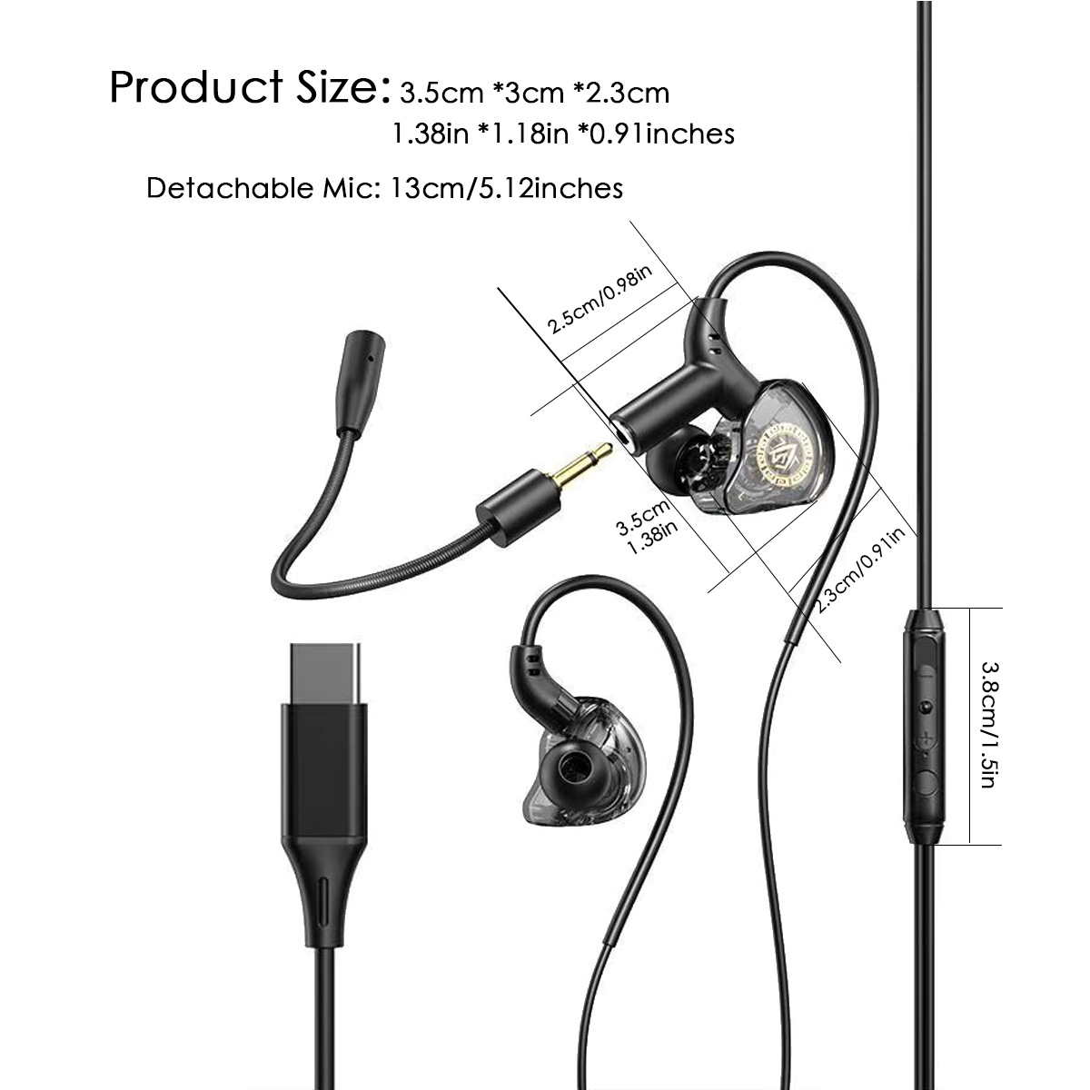 Nuevos auriculares con cable tipo C, intraaurales, de alta fidelidad, con control por cable para teléfono móvil, para juegos y deportes electrónicos, compatibles con Apple