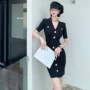 显瘦短袖v领修身连衣裙